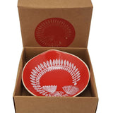 White Fantail and Pohutukawa on Red 7cm Bowl