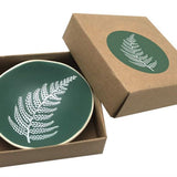 White Fern on Green 7cm Bowl