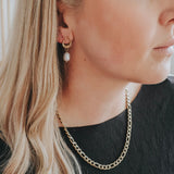 Pearl Drop Hoop Earrings Gold by Katy B