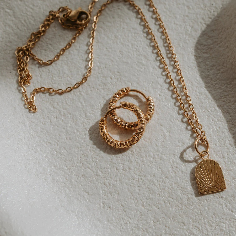 Gold Ruby Hoops by Katyb Jewellery
