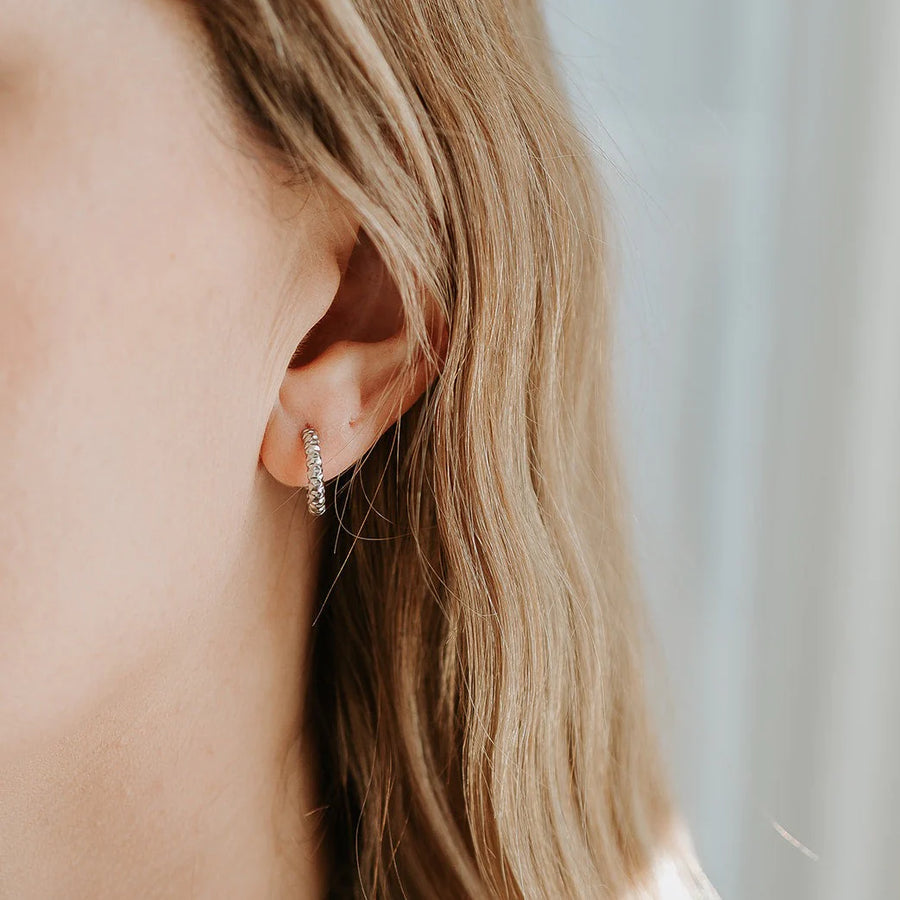 Silver Ruby Hoop Earrings by Katyb Jewellery