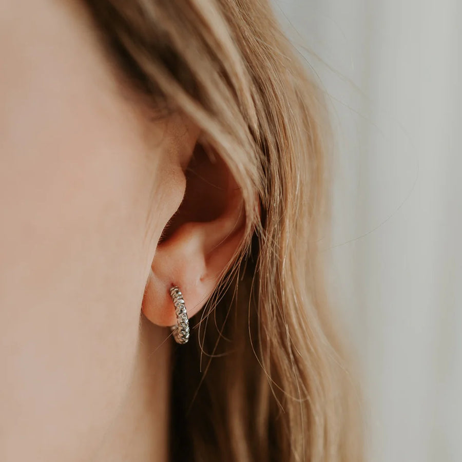 Silver Ruby Hoop Earrings by Katyb Jewellery