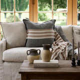 Herringbone Stripe Throw Black Spice by French Country