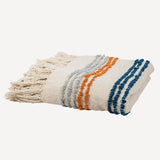 Striped Blue & Rust Cotton Throw