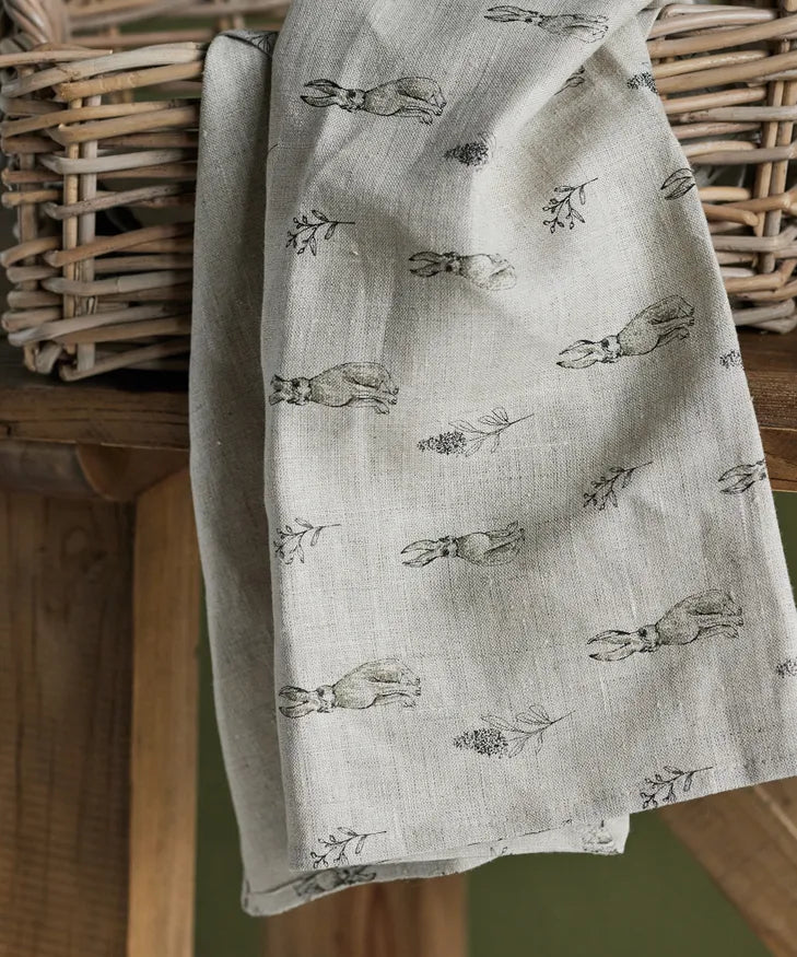 Harold Hare Easter Linen Tea Towel
