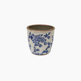Blue Floral Herb Pot Large