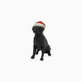 Black Dog with Santa Hat by French Country