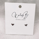 Silver Heart Stud Earrings by Katyb Jewellery