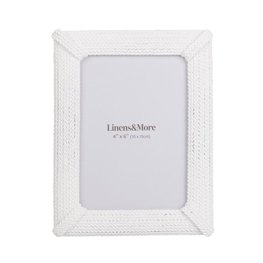 4x6 Rope Photo Frame - White by Linens + More