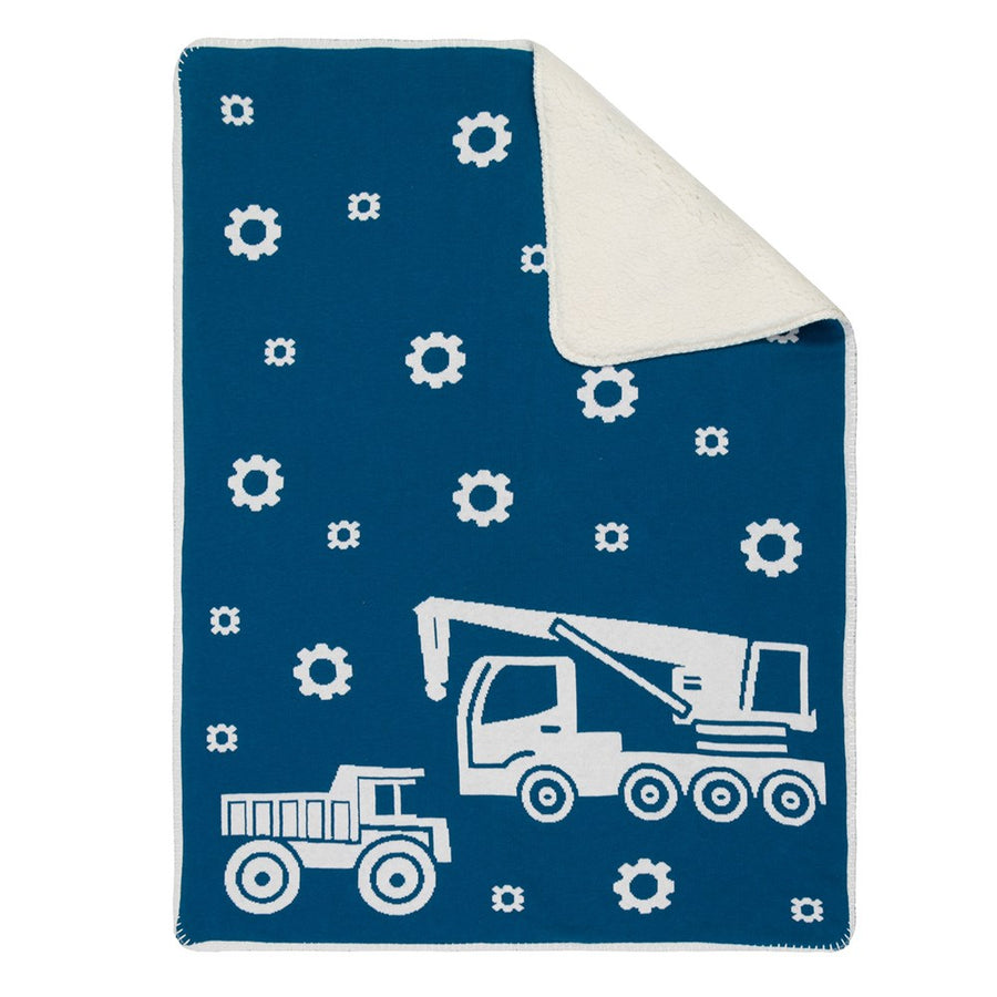 Truck Sherpa Baby Blanket Blue 75 x 100cm