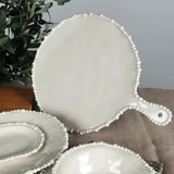 Melamine Pearl Platter Handle Round White by Le Forge