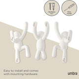 Umbra Buddy Hook Set of 3 Assorted White