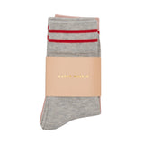 Karen Walker Runaway Girl Socks 2 Pack Light Grey/Blush/Red