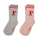 Karen Walker Runaway Girl Socks 2 Pack Light Grey/Blush/Red