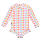 Crywolf LONG SLEEVE SWIMSUIT Pop Gingham