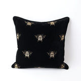 Velvet Multi Bee Cushion Black / Gold by Le Forge