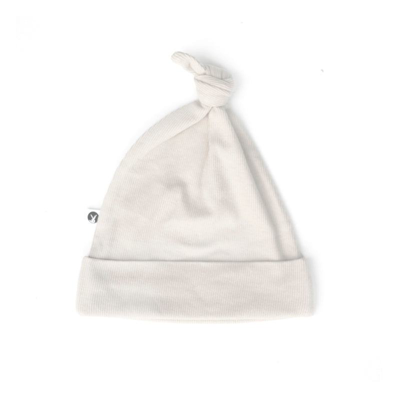 RIB TOP KNOT HAT COL. NATURAL 0-3MONTHS