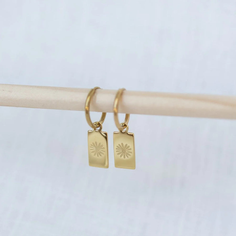Gold Daisy Hoop Earrings by Katyb Jewellery