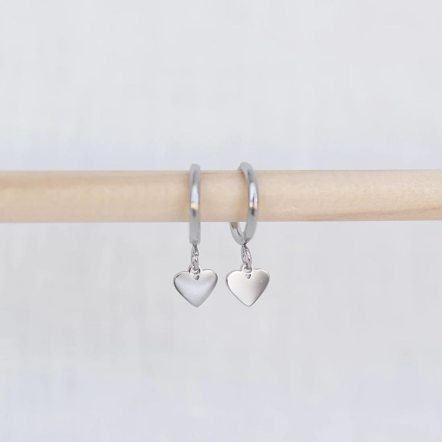 Silver Heart Hoop Earrings by Katyb Jewellery