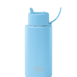 Frank Green 34oz Ceramic Reusable Bottle Sky Blue Flip Straw Lid