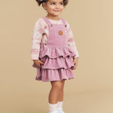 Orchid Cord Frill Overall Dress