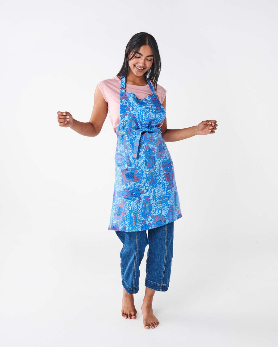 The Deep Blue Linen Apron One Size by Kip and Co
