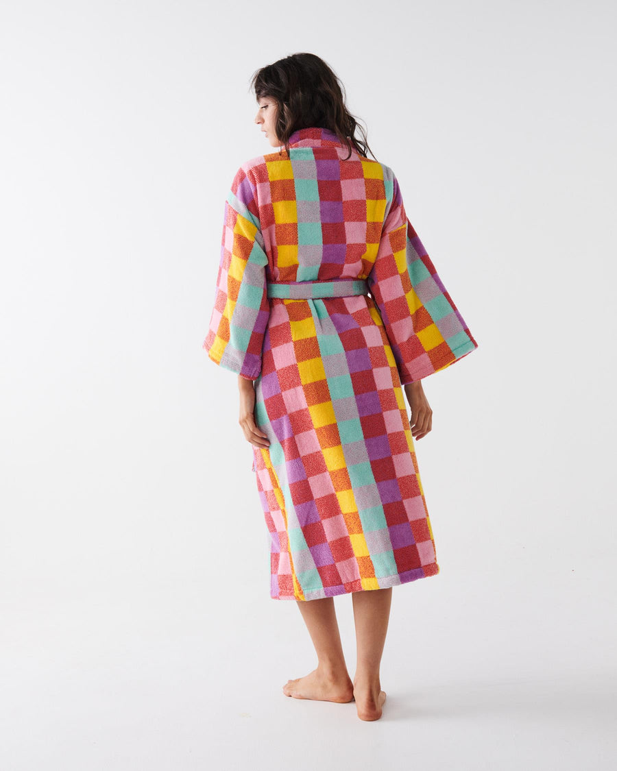 Sherbert Tartan Terry Bath Robe One Size