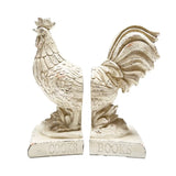 Country Rooster Bookends French White 22.2x11x24cm