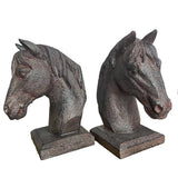 Horse Head Bookends Aged Rust Finish - 13.3 x 9.3 x 17.8cm