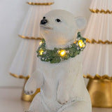 Sitting Polar Bear with Wreath LED lights