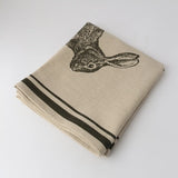 French Grainsack Tea Towel Rabbit - Natural + Olive