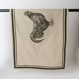 French Grainsack Tea Towel Rooster - Natural + Olive