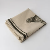 French Grainsack Tea Towel Rooster - Natural + Olive