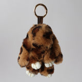 Bunny Faux fur Keyring Leopard Tan / Brown