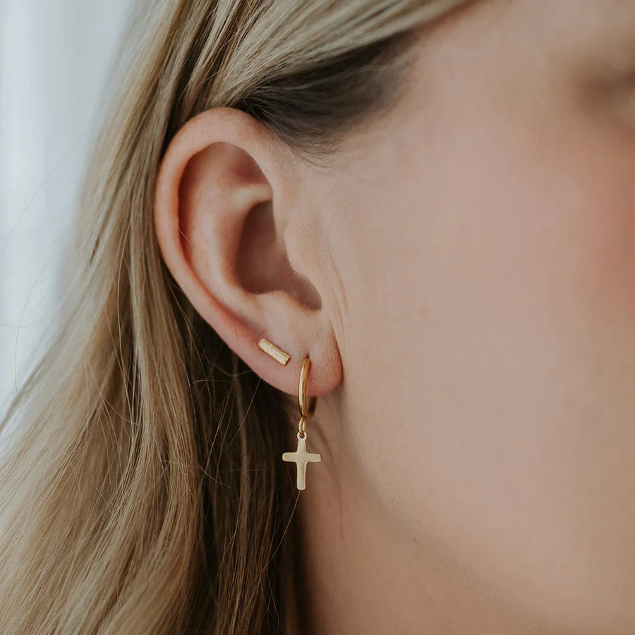 Gold Cross Hoop Earrings by Katyb Jewellery
