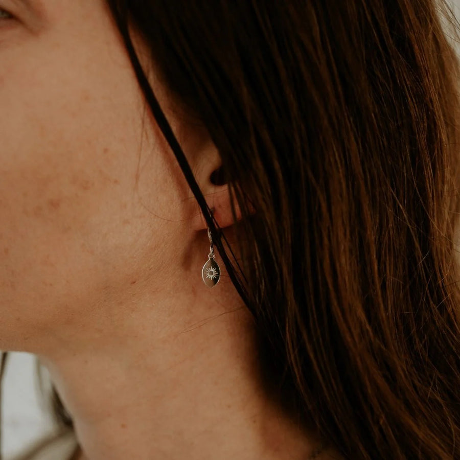 Silver Starburst Hoop Earrings by Katyb Jewellery