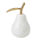 Marble Pear Sculpture White / Gold 8x8x10cm