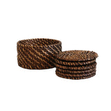 Bermuda Coasters Set in Walnut Rattan