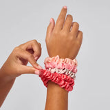 Kitsch Ruched Satin Scrunchies 5pc Set - Assorted Cherry Blossom