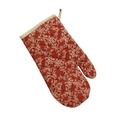 Christmas Cherry Quilted Oven Mitt by French Country