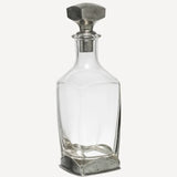 SQUARE GLASS DECANTER W/ PEWTER STOPPER 26.5CMH