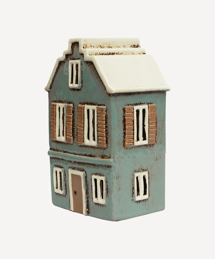 Alsace Tea Light House With Shutters Blue