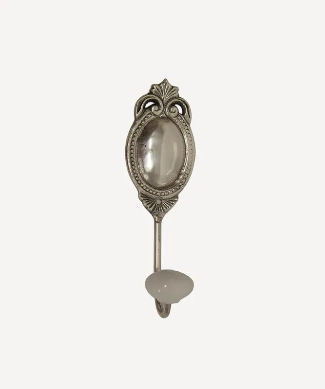 Silver Oval Hook with Beadiing by French Country Collections