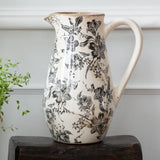 Black Floral Jug Tall by French Country