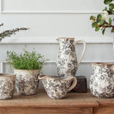 Black Floral Bowl Jug by French Country