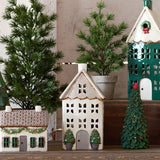 Christmas Tea Light House Stone with Pots Medium by French Country