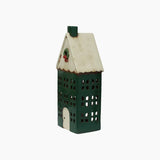 Christmas Tea Light House Green with Wreath Large By French Country