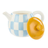 Emporium Check Teapot 700ml Blue and Orange 20.5x14x13cm