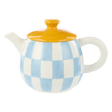 Emporium Check Teapot 700ml Blue and Orange 20.5x14x13cm