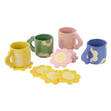 Emporium Set of 4 Posey Flower Coasters Yellow